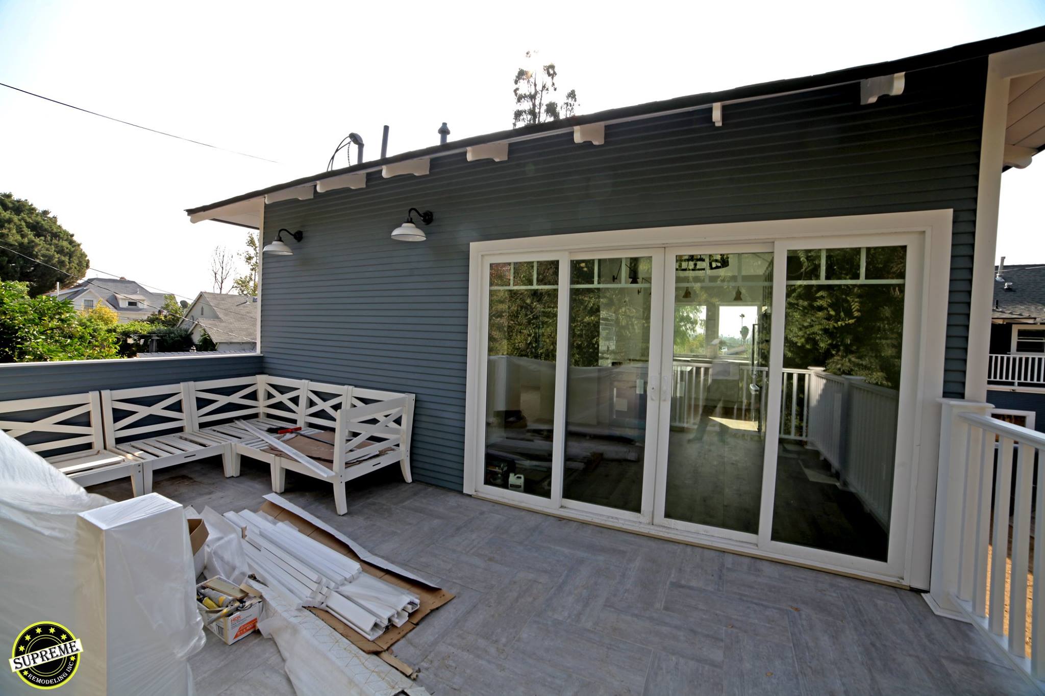 Deck with sliding glass door entrance to the ADU