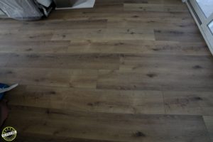 Medium/dark vinyl faux wood flooring